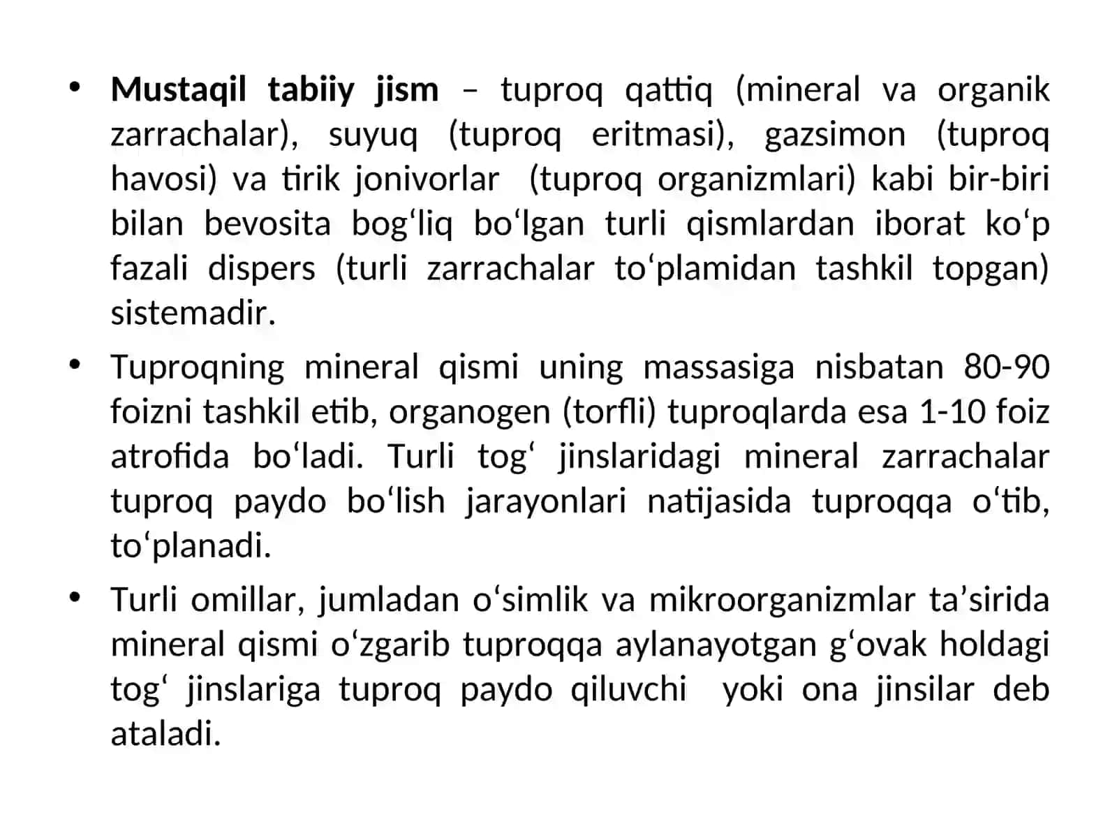 TUPROQ PAYDO BO‘LISH JARAYONINING UMUMIY SXEMASI VA TUPROQ PROFILINING SHAKLLANISHI 2