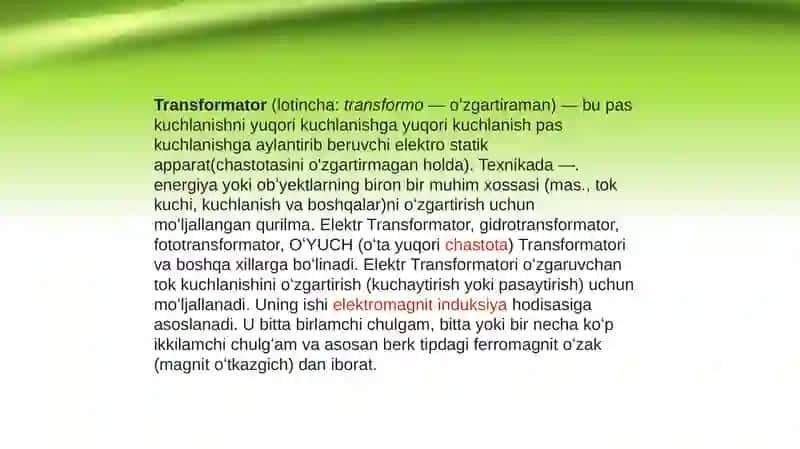 Transformatorlarning chulg’amlari 2