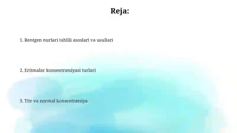 Rentgen nurlari tahlili asoslari va usullari 2