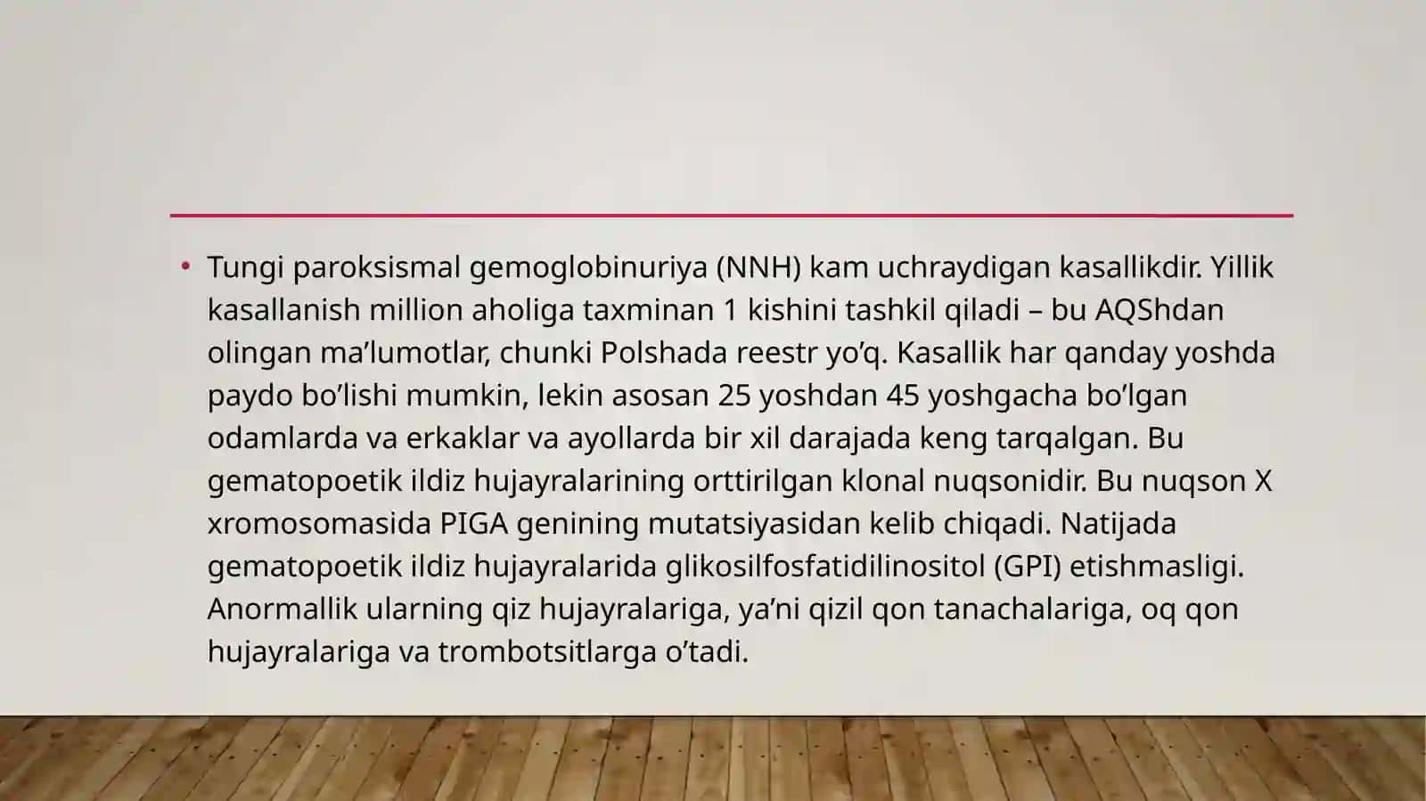 Tungi paraksizmal gemoglobinuriya etiologiyasi, patogenezi, klinikasi, diagnostika, davolash printsi 2