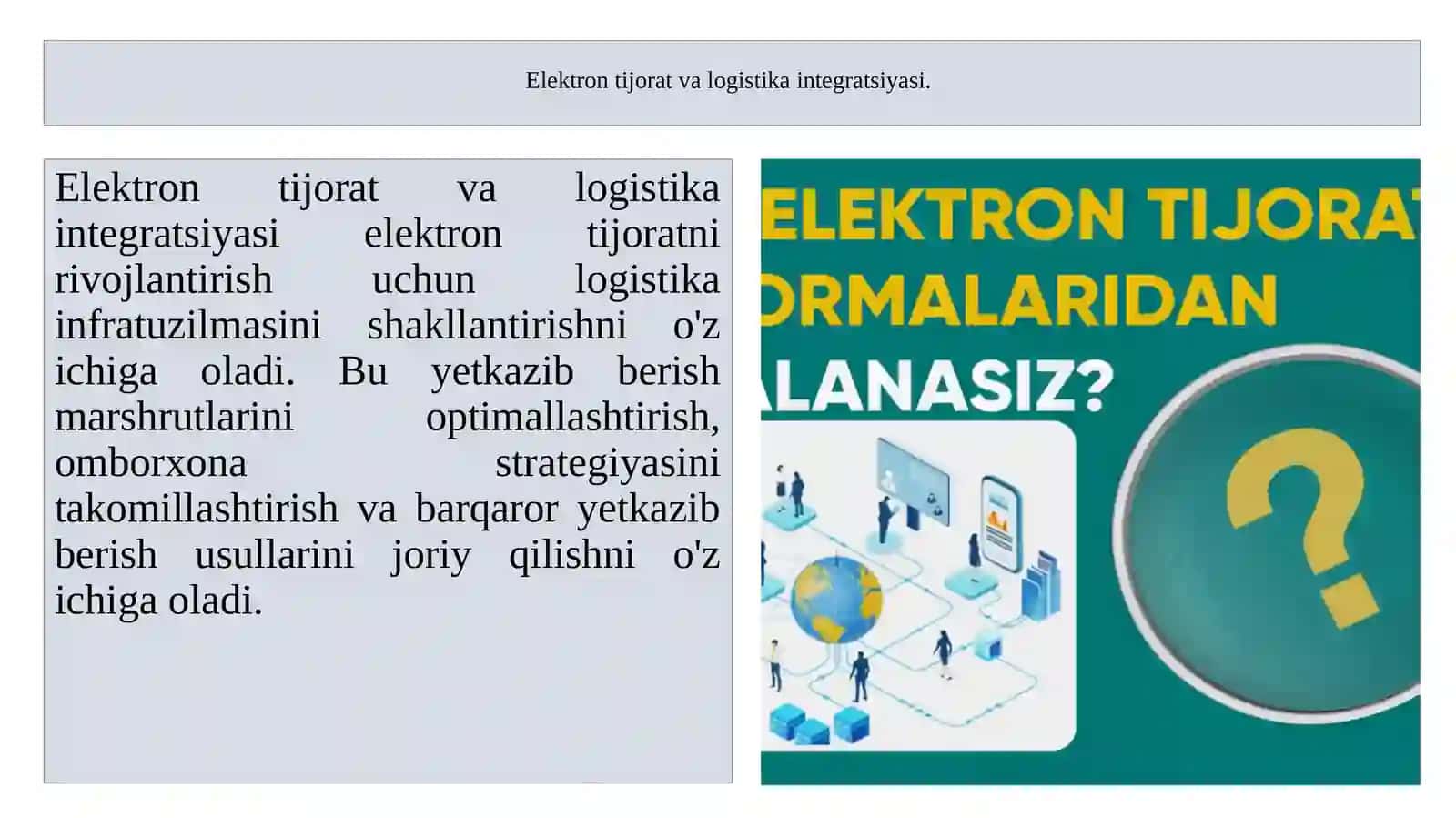 Elektron logistika va raqamli savdo tizimlari (e-logistika) 2