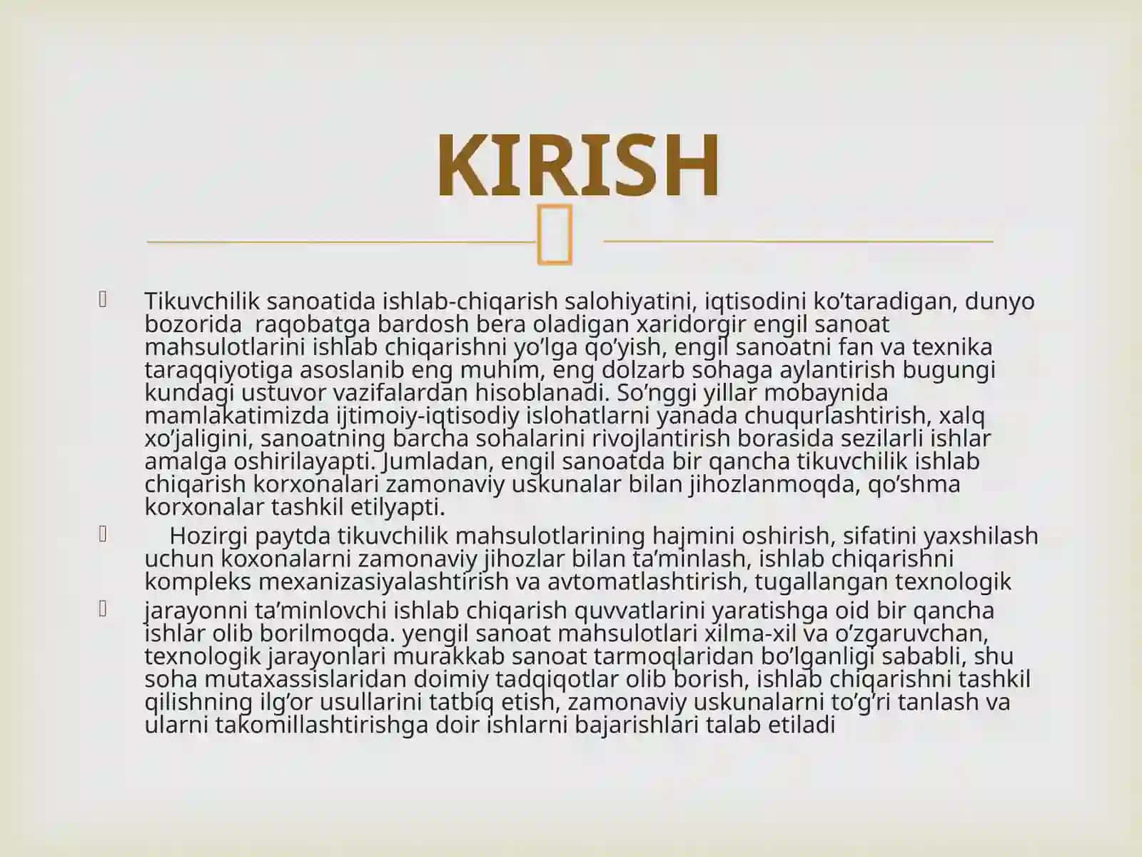 Tikuvchilik sanoatida ishlab-chiqarish salohiyati 2