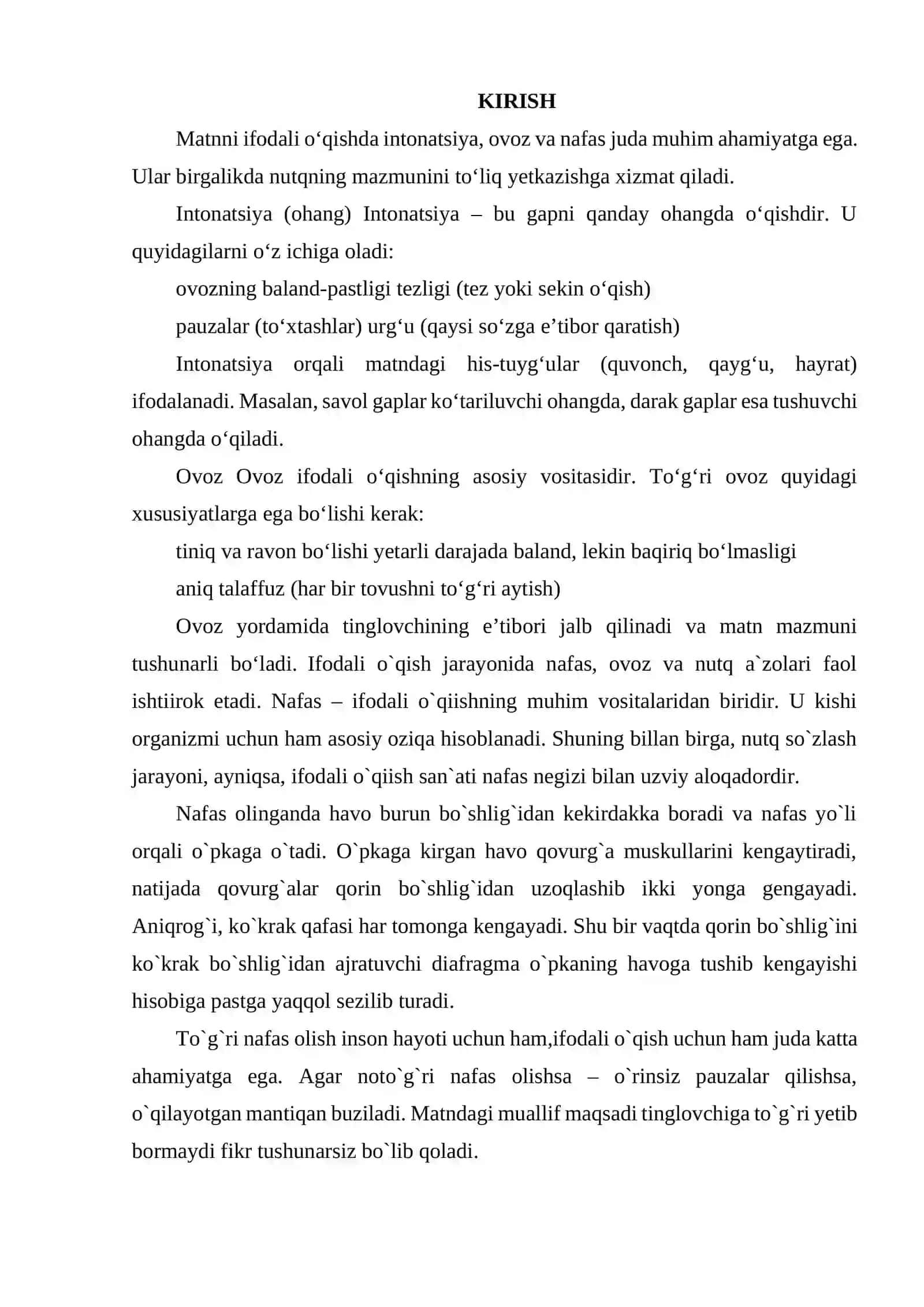 MATNNI IFODALI O‘QISHDA INTONATSIYA OVOZ VA NAFAS 2