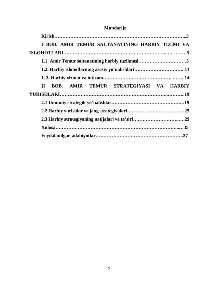 Amir Temur saltanatining harbiy islohoti va strategiyasi 2