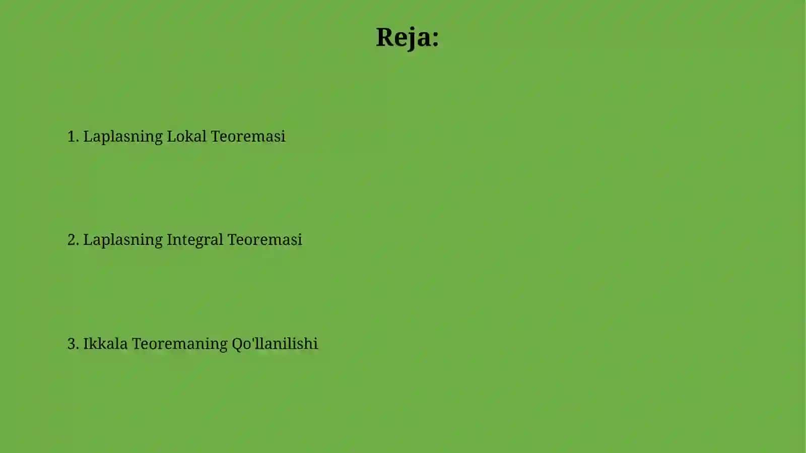 Laplasning lokal va integral teoremalari 2