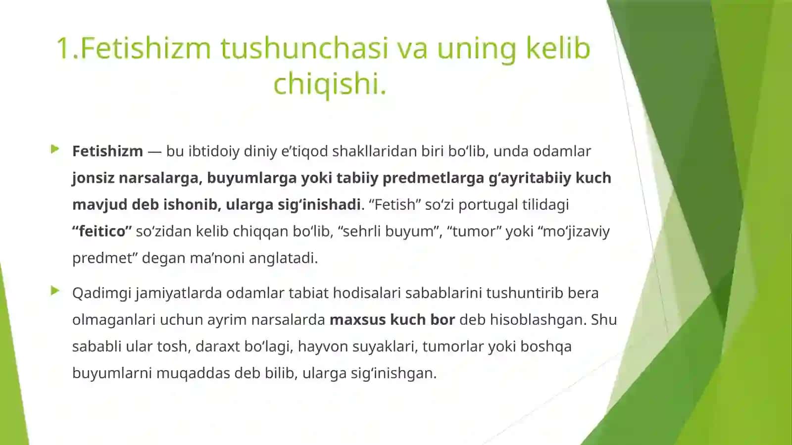 Jonsiz narsalarga sig'inish - fetishizmning shakllanishi 2
