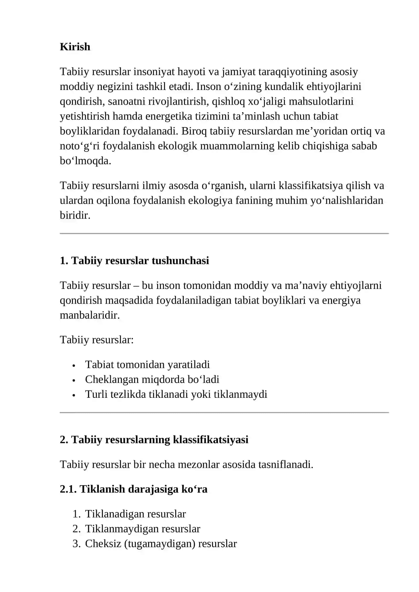 Tabiiy Resurslar 2
