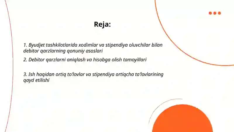 Byudjet tashkilotlarining xodimlar va stipendiya oluvchilar bilan debitor qarzlari hisobi 2