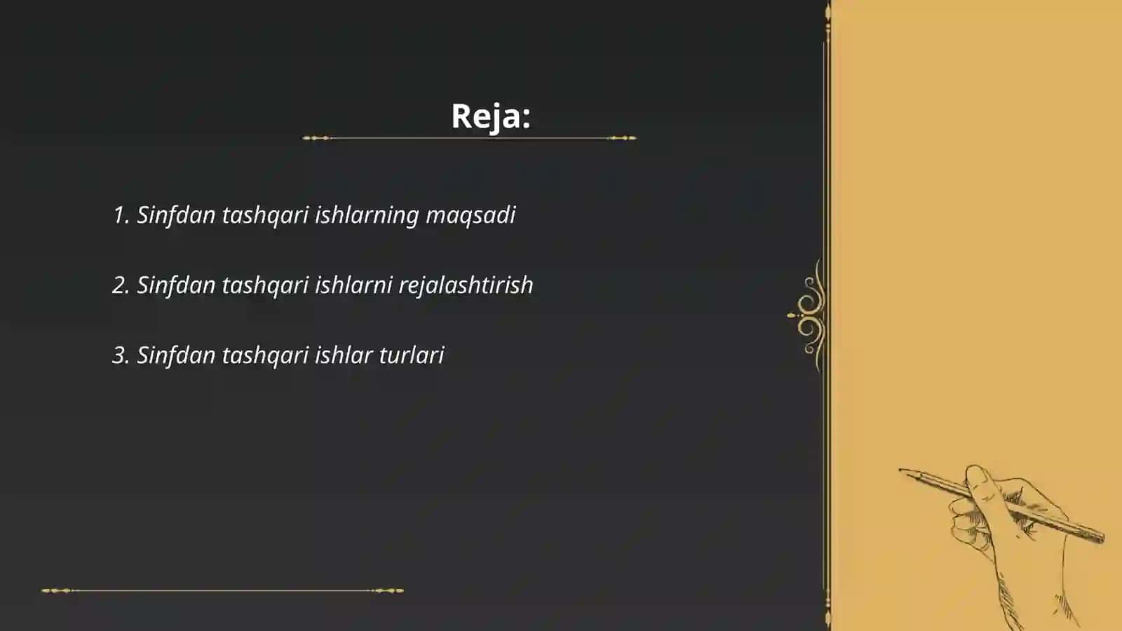 Sinfdan tashqari ishlarni tashkil etish 2
