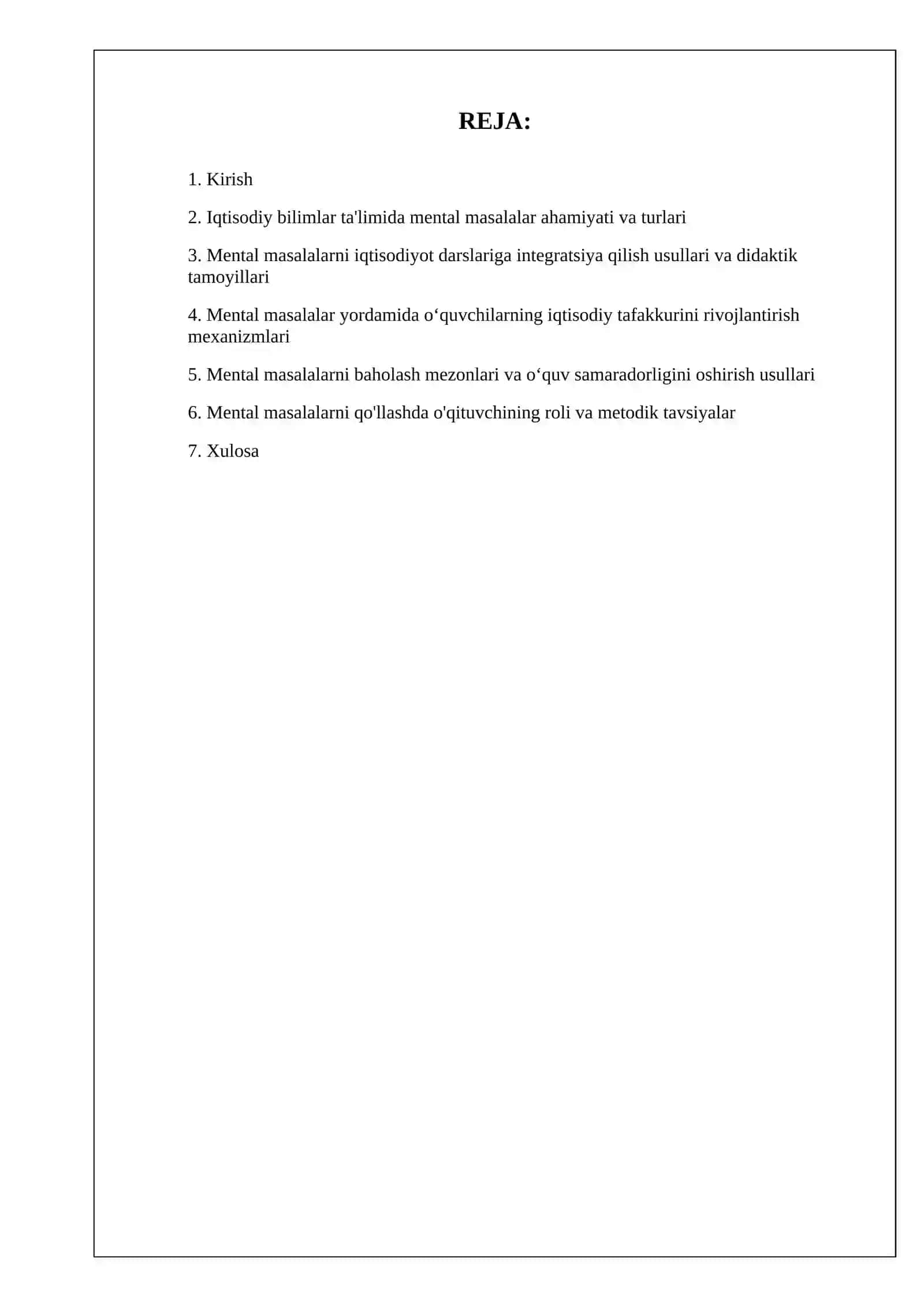 IQTISODIY BILIM ASOSLARINI OʻQITISH METODIKASI 2