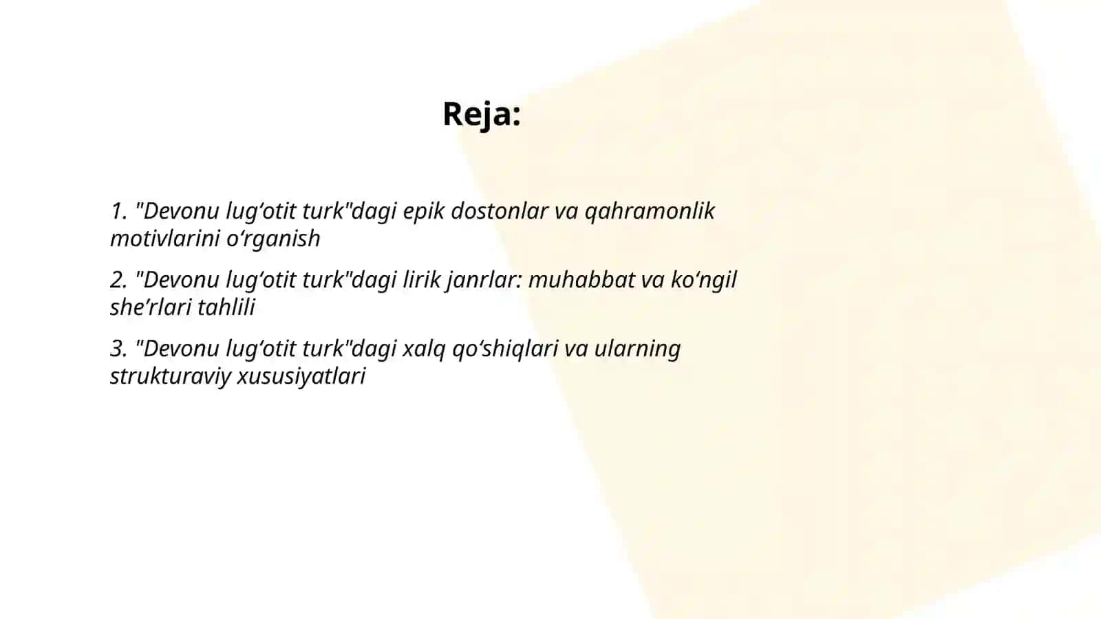 "Devonu lugʻotit turk"dagi adabiy janrlarni oʻrganish 2