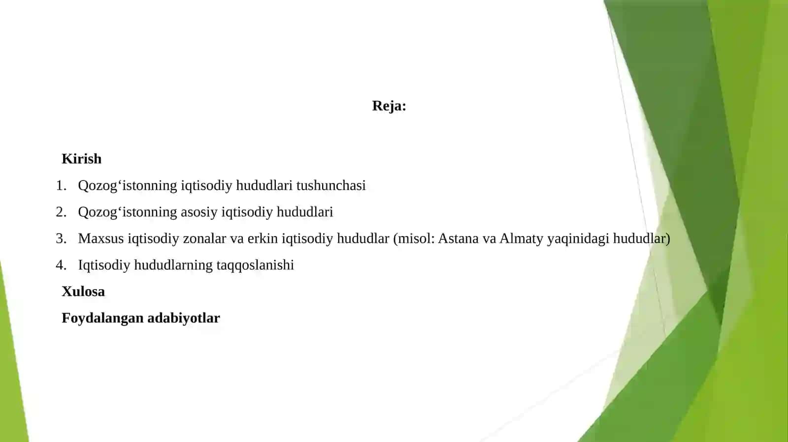 QOZOGʻISTON IQTISODIY RAYONLARI 2
