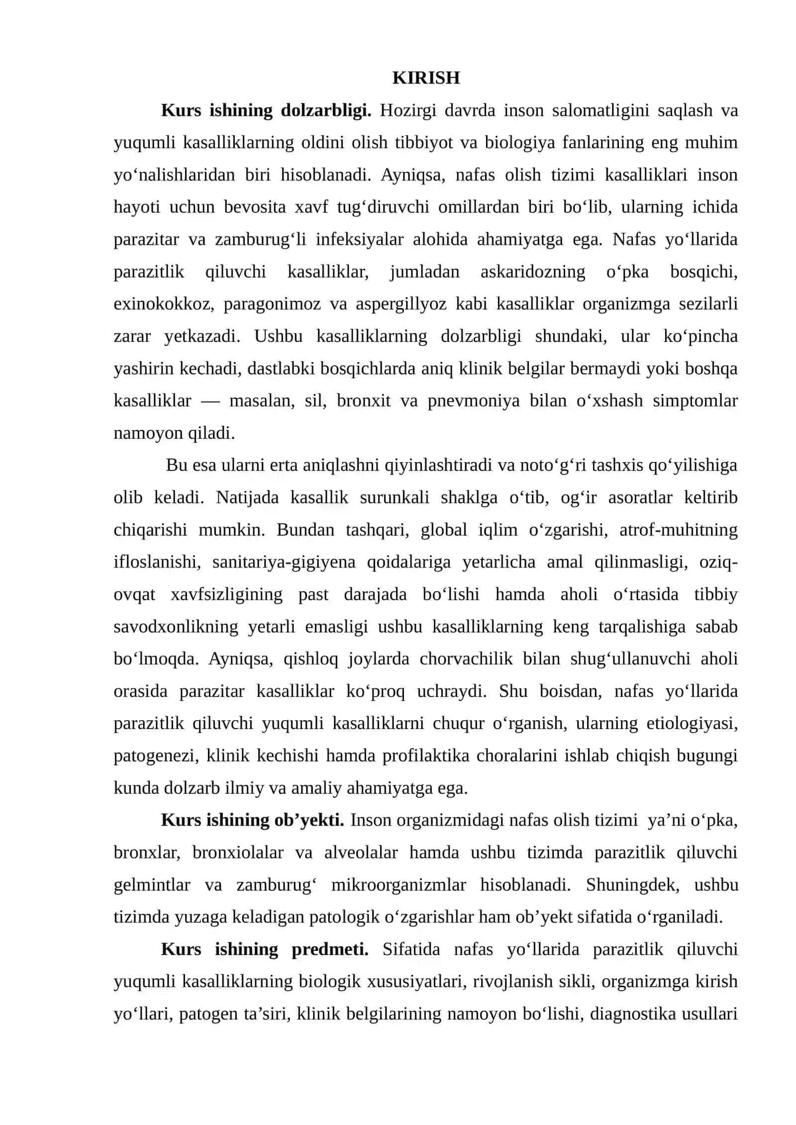 ODAMALARDA  NAFAS YO‘LLARIDA PARAZITLIK QILUCHI YUQUMLI KASALLIKLAR 2