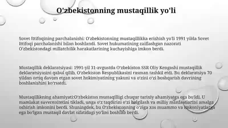 Mustaqil O'Zbekiston Respublikasining Tashkil Topishi Va Uning Tarixiy Ahamiyati 2