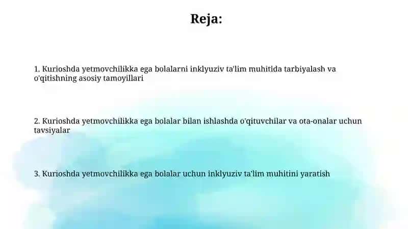 Kurişda Yetishmovchiligi Bilan Bolalarni O'qitishning Inklyuziv Yondashuvlari 2