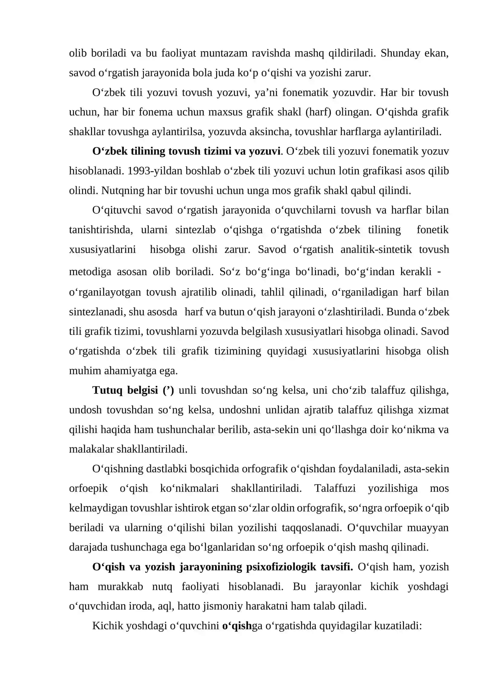 Savod o‘rgatish, o‘qish darslarini kuzatish va tahlil qilish 2
