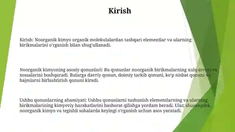 Anorganik Kimyo Fanining Asosiy Qonunlari Hamda Ularning Ahamiyati Haqida 2