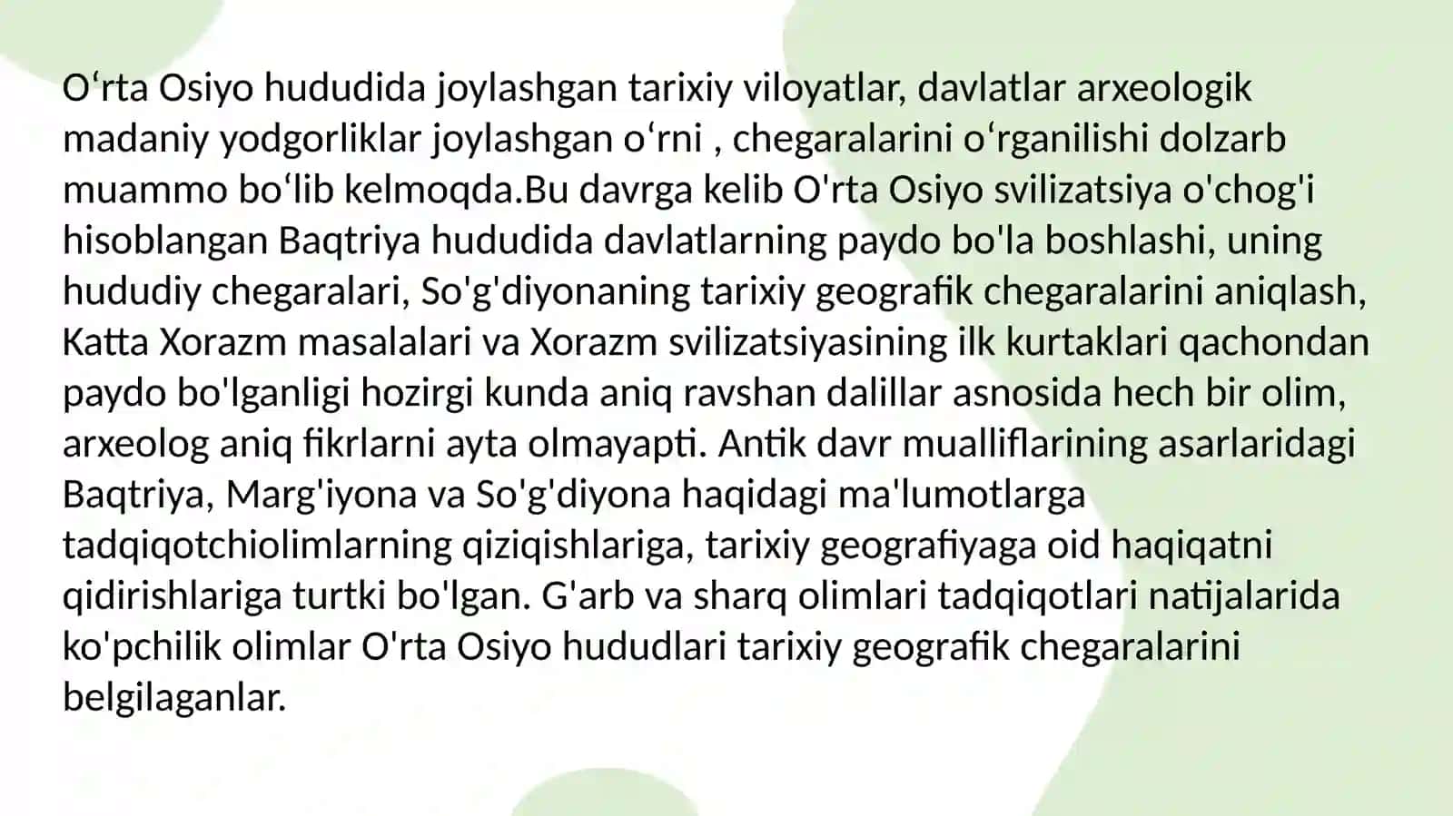 Oʻrta Osiyoning ibtidoiy jamoa davri geografiyasi va antik davr geografiyasi 2
