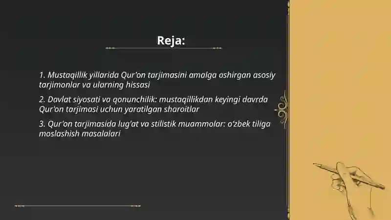 Mustaqillik yillarida Qur'onning o'zbek tiliga tarjima qilinishi haqida 2
