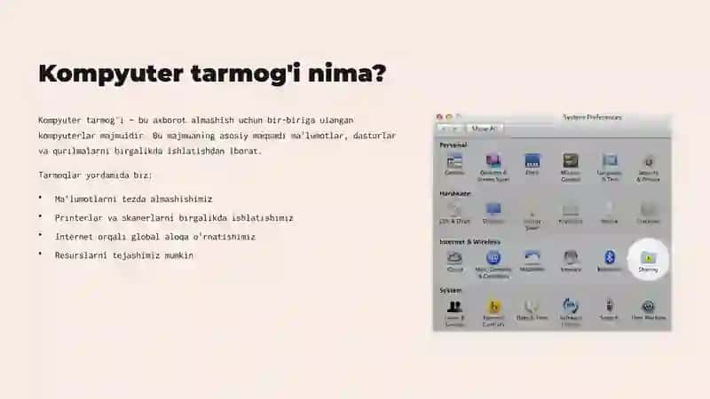 L1  Kompyuter tarmoqlari va tarmoq qurilmalari bilan tanishish. 2