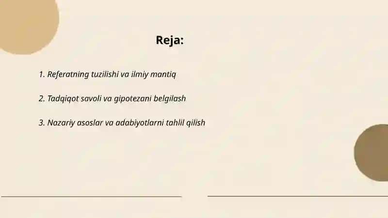 Referat va eksperimental yoki nazariy dalillar 2