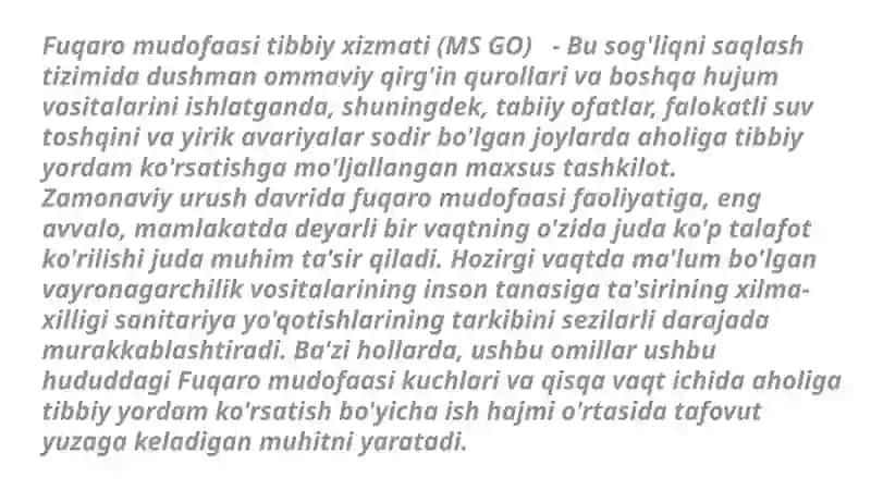 Fuqarolar muhofazasi tibbiy xizmati muassasalarini tibbiy sanitar-xo'jalik va maxsus mol-mulklar bilan ta'minlash 2