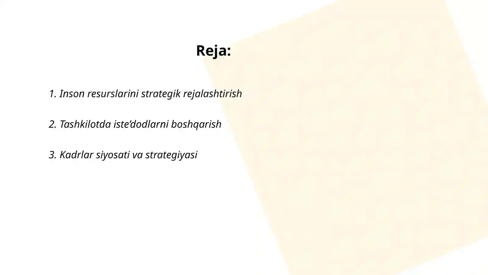 Inson resurslarini strategik boshqarish tizimi 2