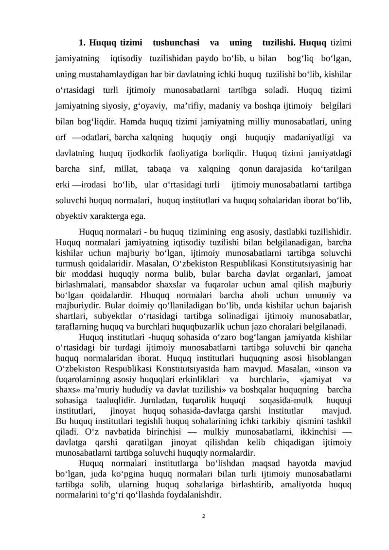 Huquq tizim va huquqiy islohot 2