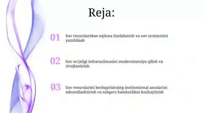 Oʻzbekiston Respublikasi suv xoʻjaligini 2020-2030 yillarda rivojlantirishning ustuvoryoʻnalishlari 2