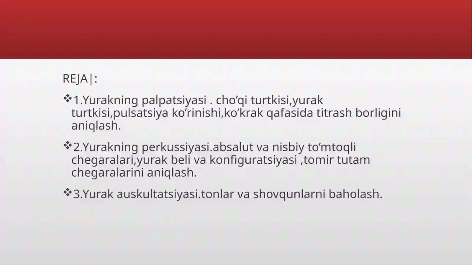 Yurak palpatsiyasi, perkussiyasi, auskultatsiyasi 2