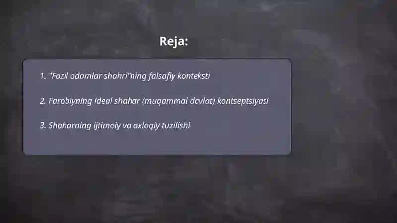 Abu Nasr Farobiy " Fozil odamlar shahri" 2