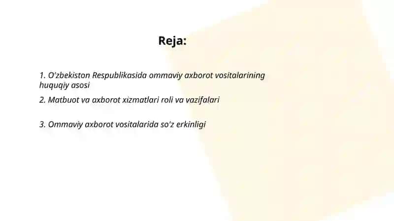O'zbekiston Respublikasida ommaviy axborot vositalarining faoliyati 2