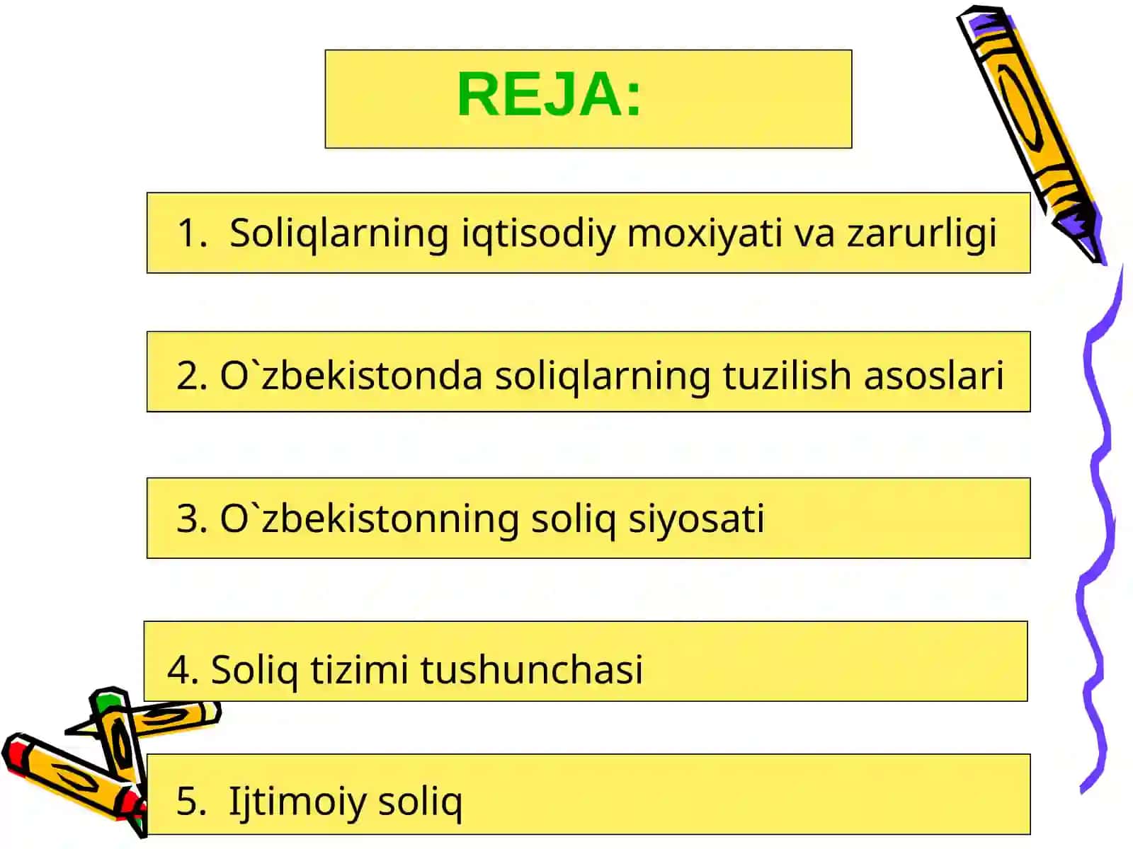 SOLIQLARNING IQTISODIY MOHIYATI, OB`EKTIV ZARURLIGI,SOLIQ SIYOSATI VA TIZIMI. IJTIMOIY SOLIQ 2