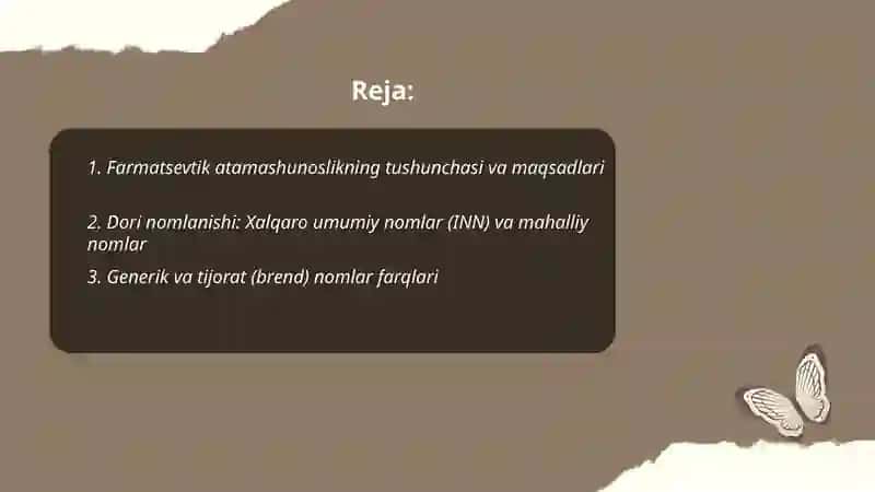 Farmatsevtik atamashunoslikka kirish 2