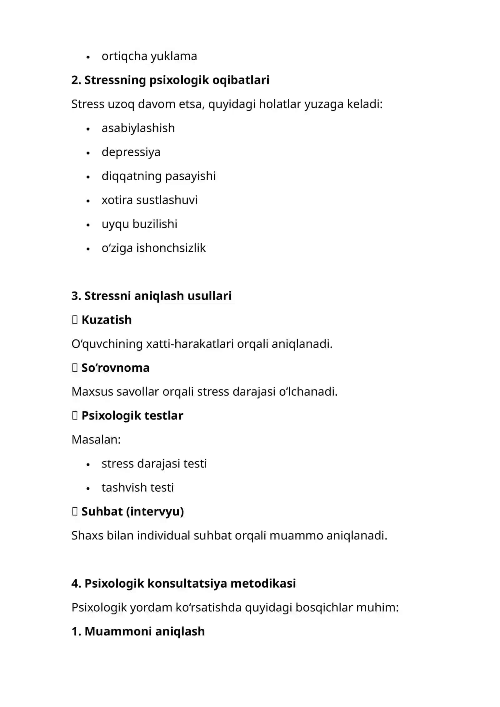 Stress va uning psixologik oqibatlarini konsultatsiya metodikasi 2