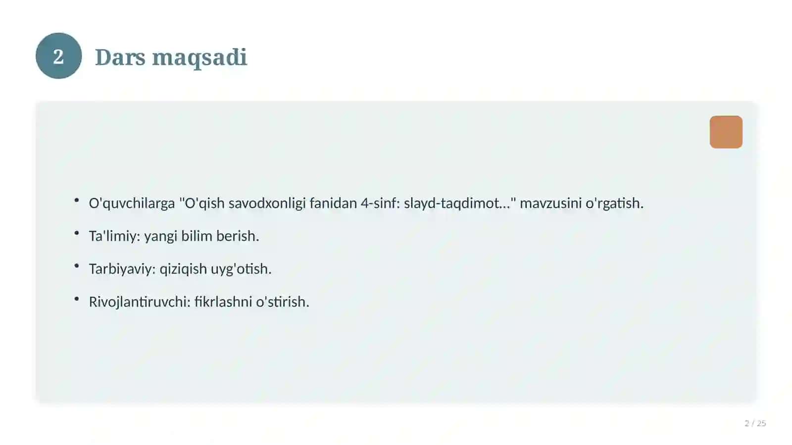 O'qish savodxonligi fanidan 4-sinf: slayd-taqdimot (dars uchun) 2