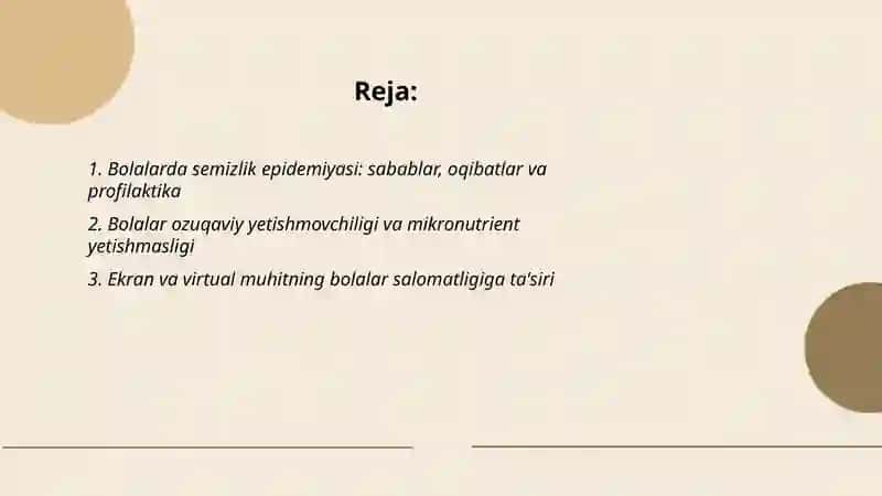 Bolalarda semizlik epidemiyasi: sabablar, oqibatlar va profilaktika 2