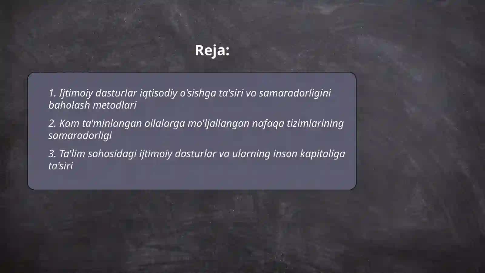 Ijtimoiy dasturlar iqtisodiy o'sishga ta'siri va samaradorligini baholash metodlari 2