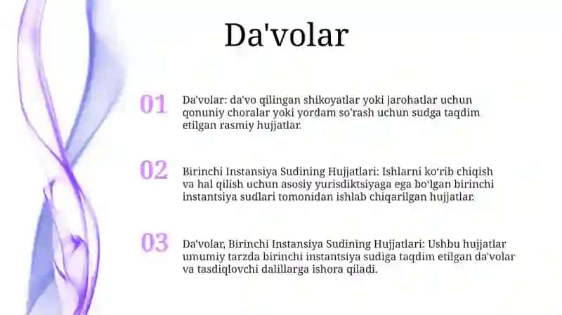Birinchi Instansiya Sudining Hujjatlari 2