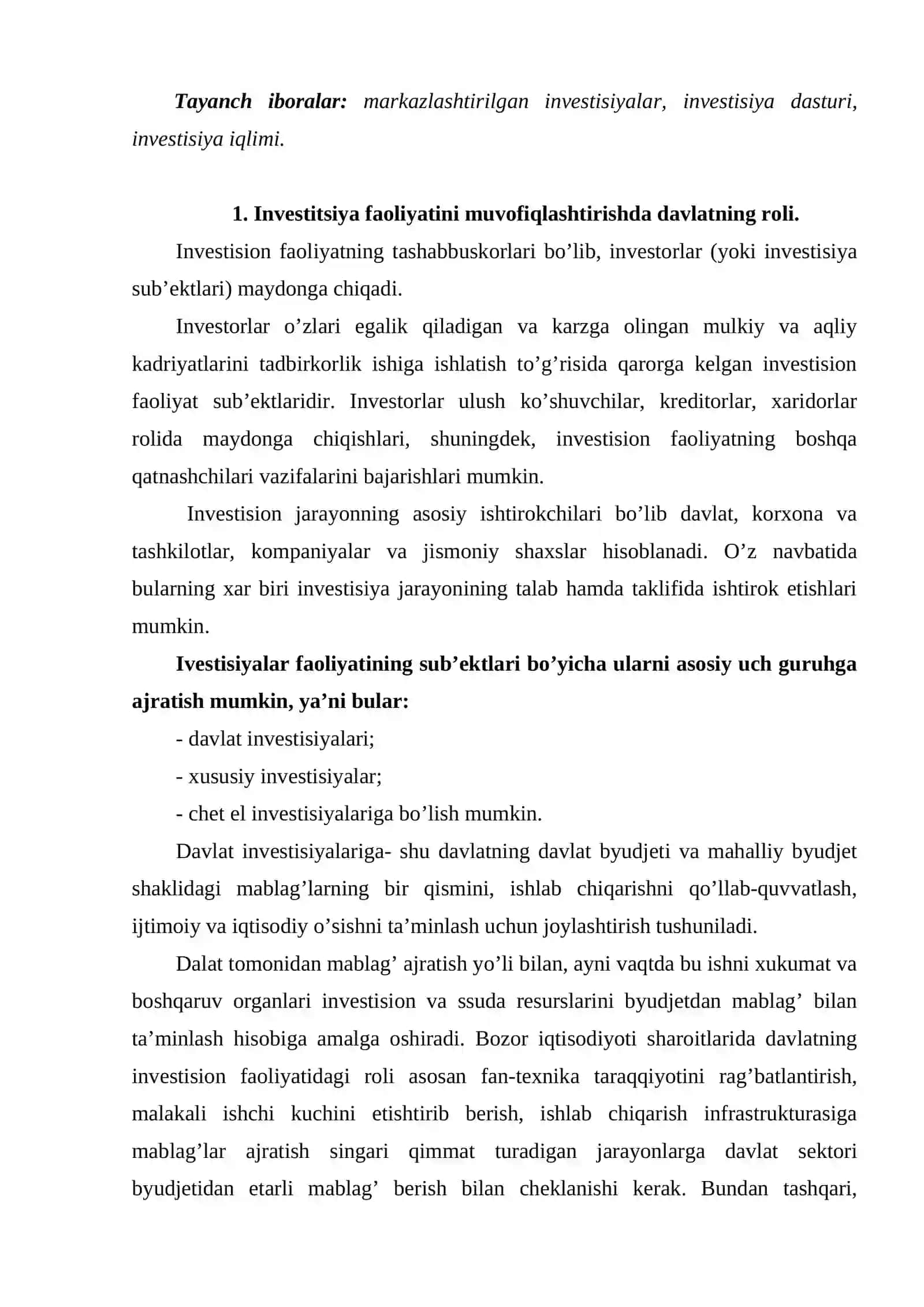 Invеstitsiya faоliyati va invеstitsiya siyosati 2