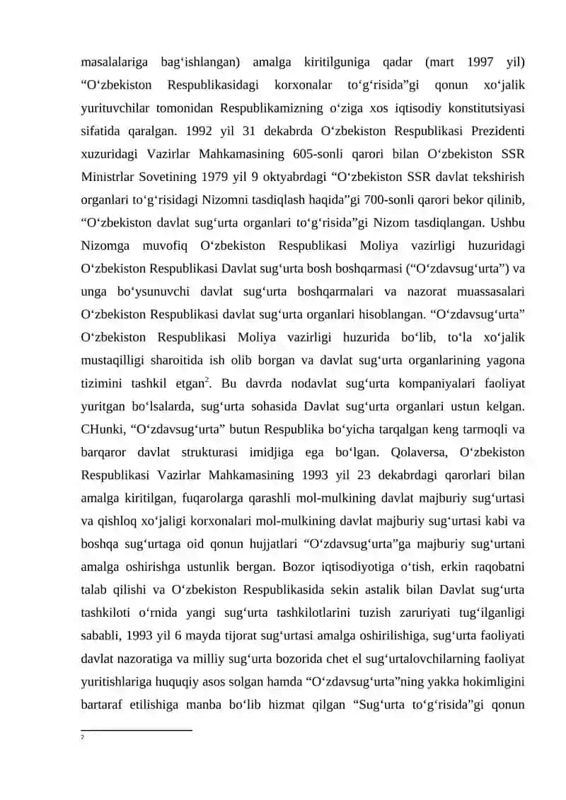 SUG‘URTA FAOLIYATINI DAVLAT TOMONIDAN TARTIBGA SOLISH, SUG`URTA NAZORATI DAVLAT INSPEKSIYASINING FUNKSIYA VA VAZIFALARI 2