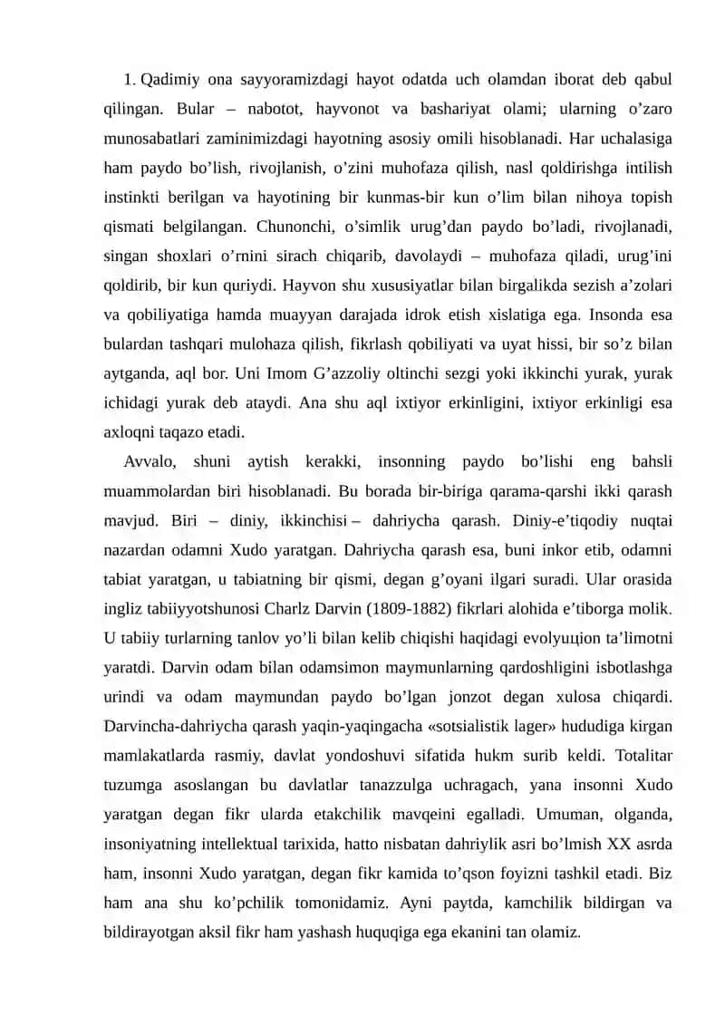 Axloqning kelib chiqishi va asoslanishi masalasi 2