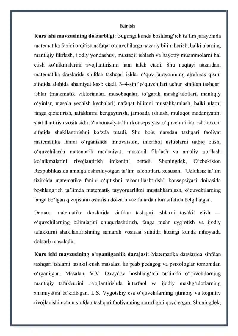 Matematika darslarida sinfdan tashqari ish turlari (3-4-sinf) 2