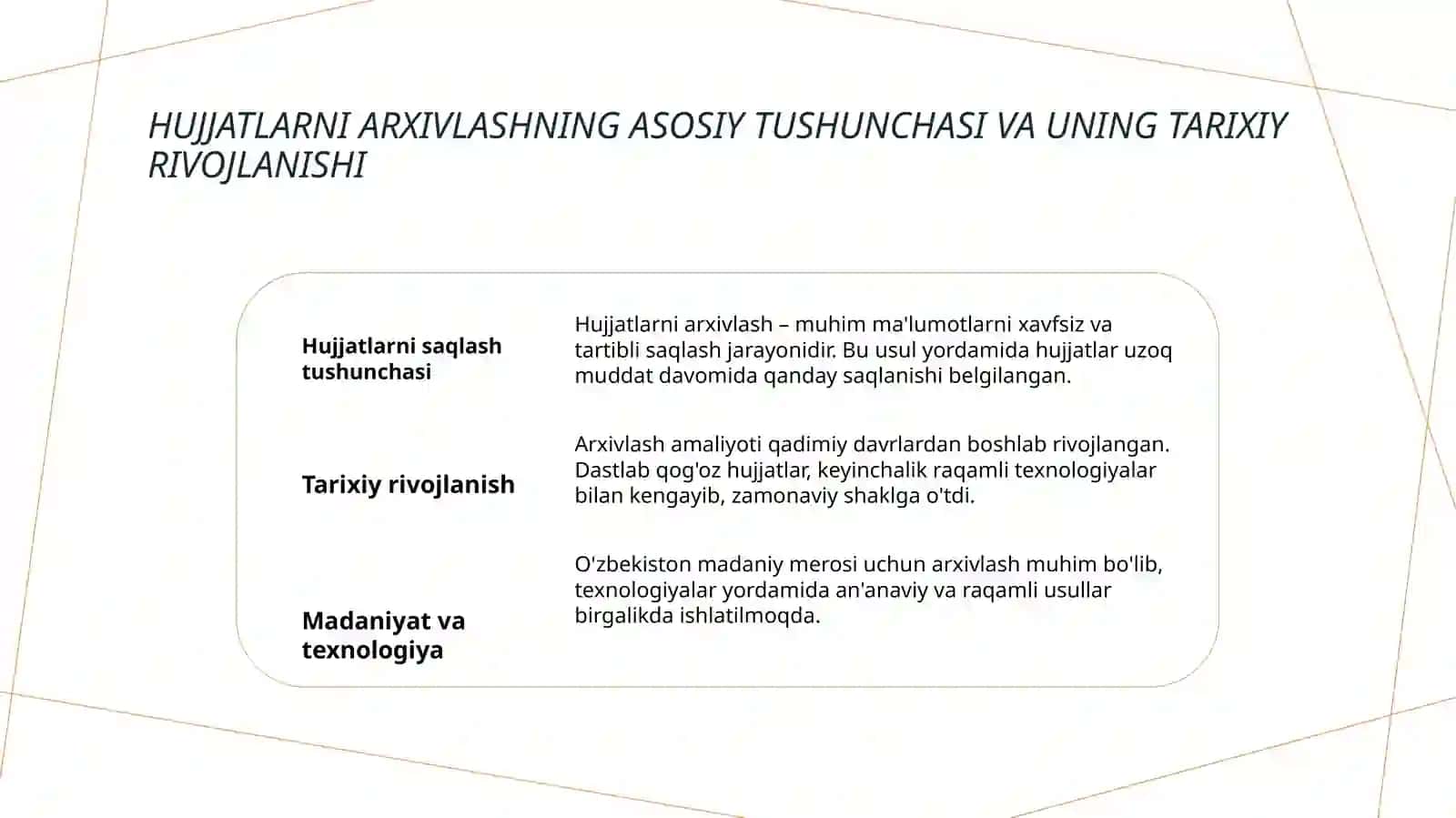 Arxiv hujjatlarini saqlash tushunchasi 2