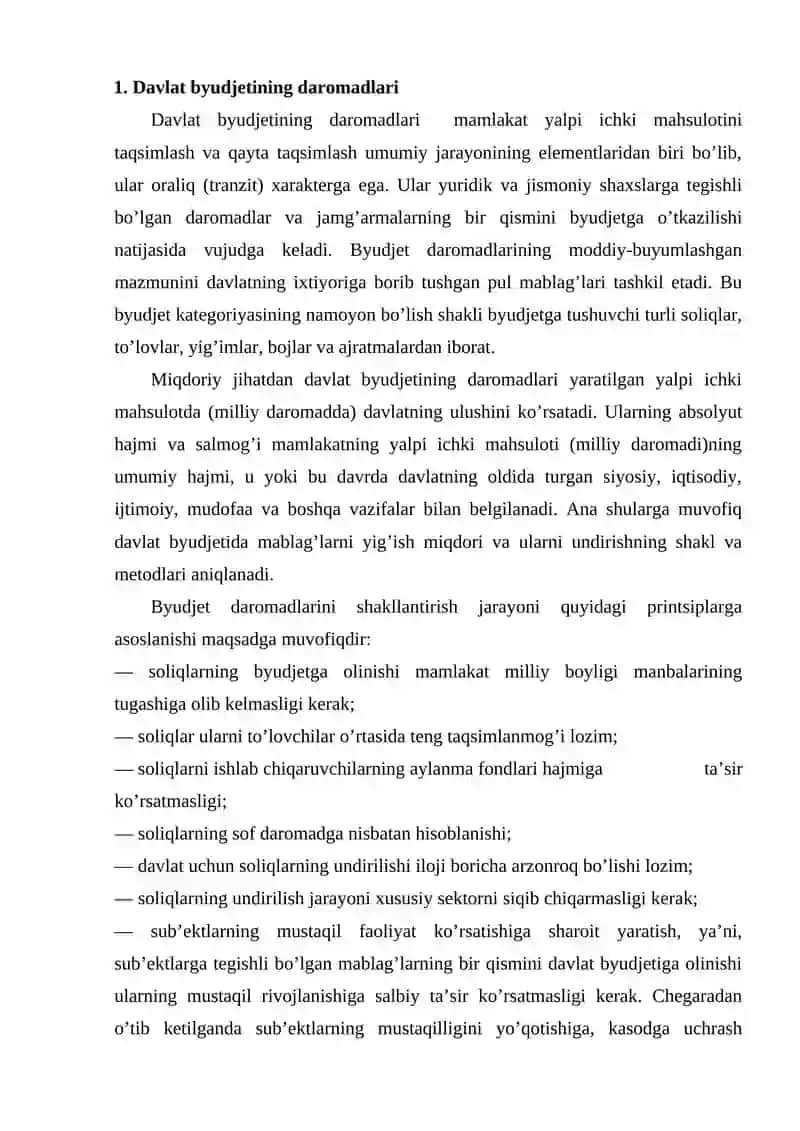 Davlat byudjetining daromadlari 2