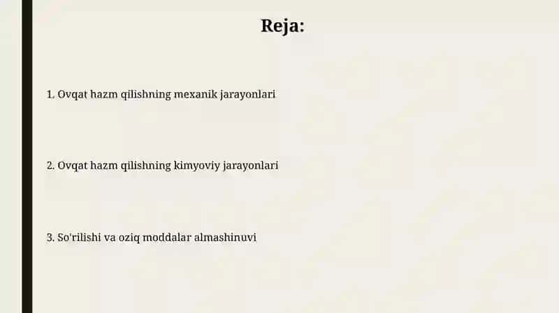 Ovqat hazim qilish fiziologiyasi 2