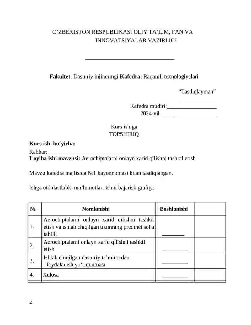 Aerochiptalarni onlayn xarid qilishni tashkil etish 2