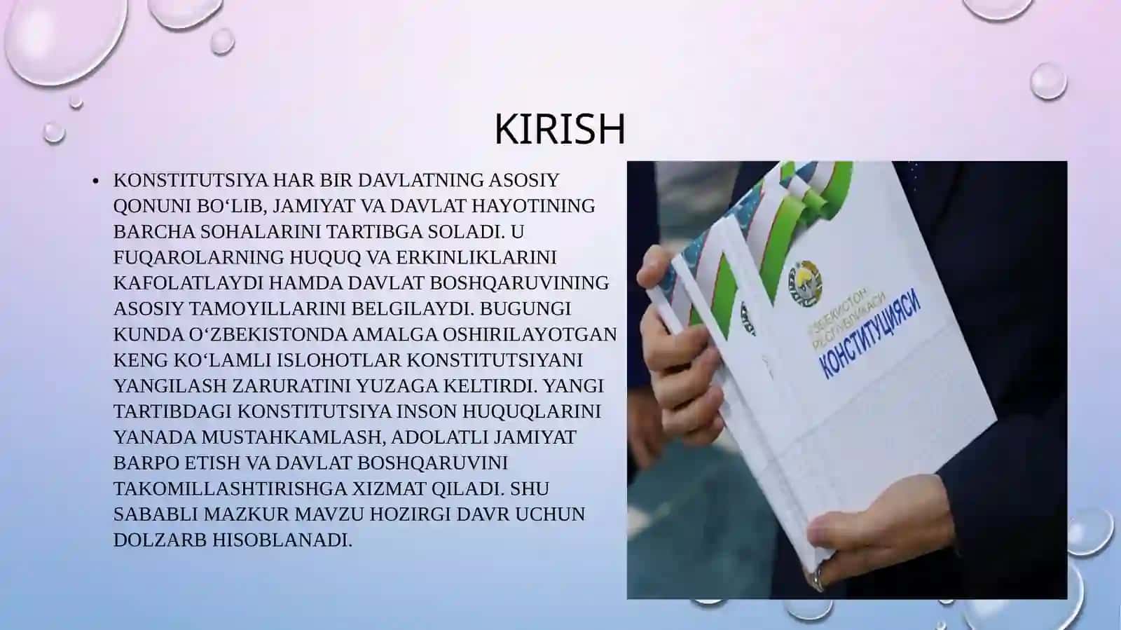 Yangi tartibdagi Oʻzbekiston Konstitutsiyasining zarurati va mohiyati 2