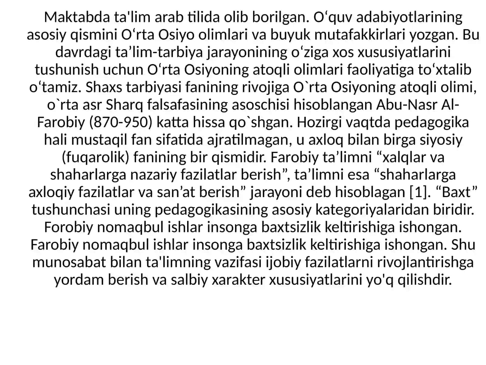 Sharq mutafakkirlarining pedagogik qarashlari 2