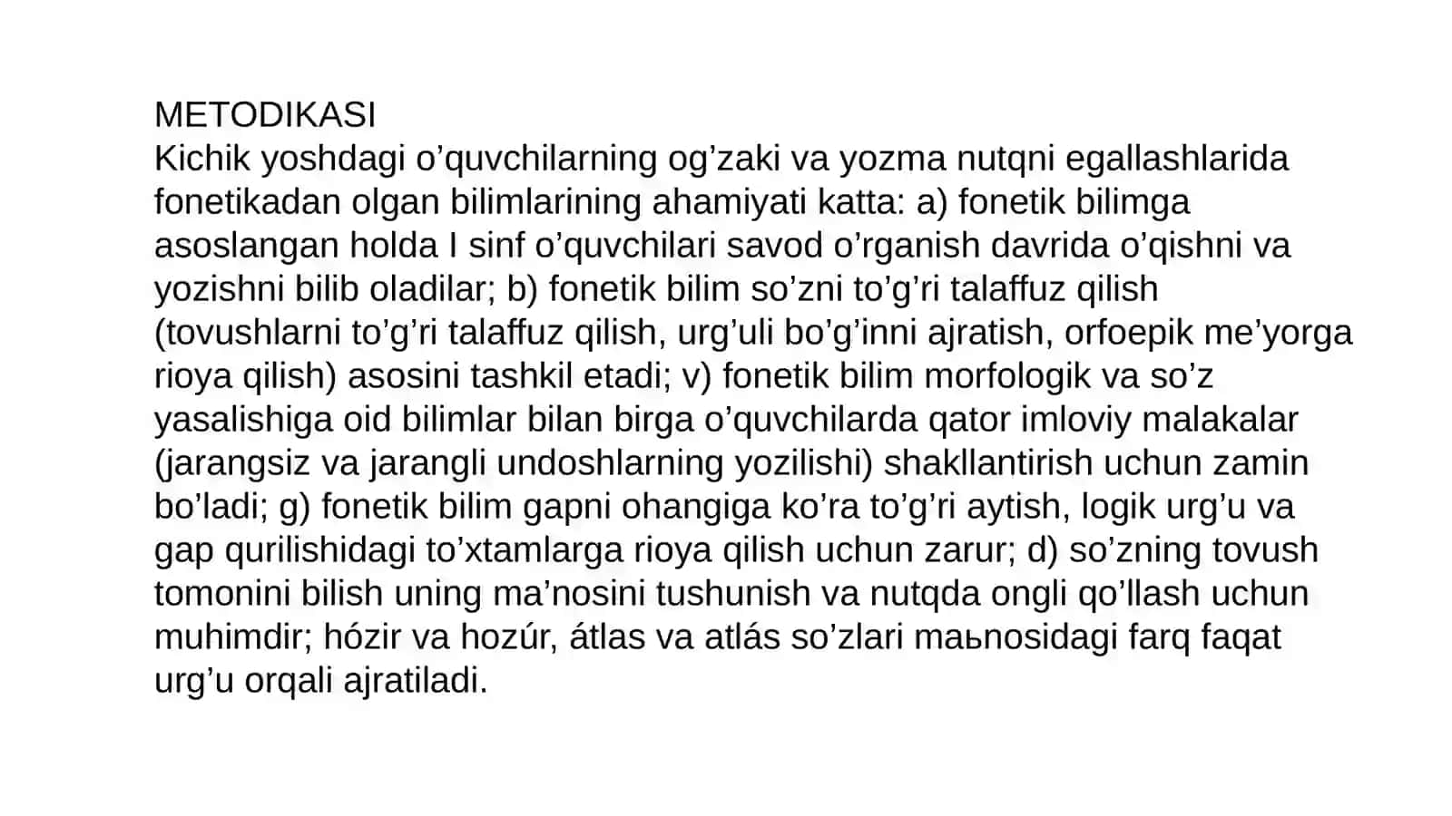 FONETIKA VA GRAFIKA ASOSLARINI O’RGANISH METODIKASI 2